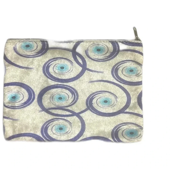 White and light blue Evil Eye Clutch - Picture 1 of 3